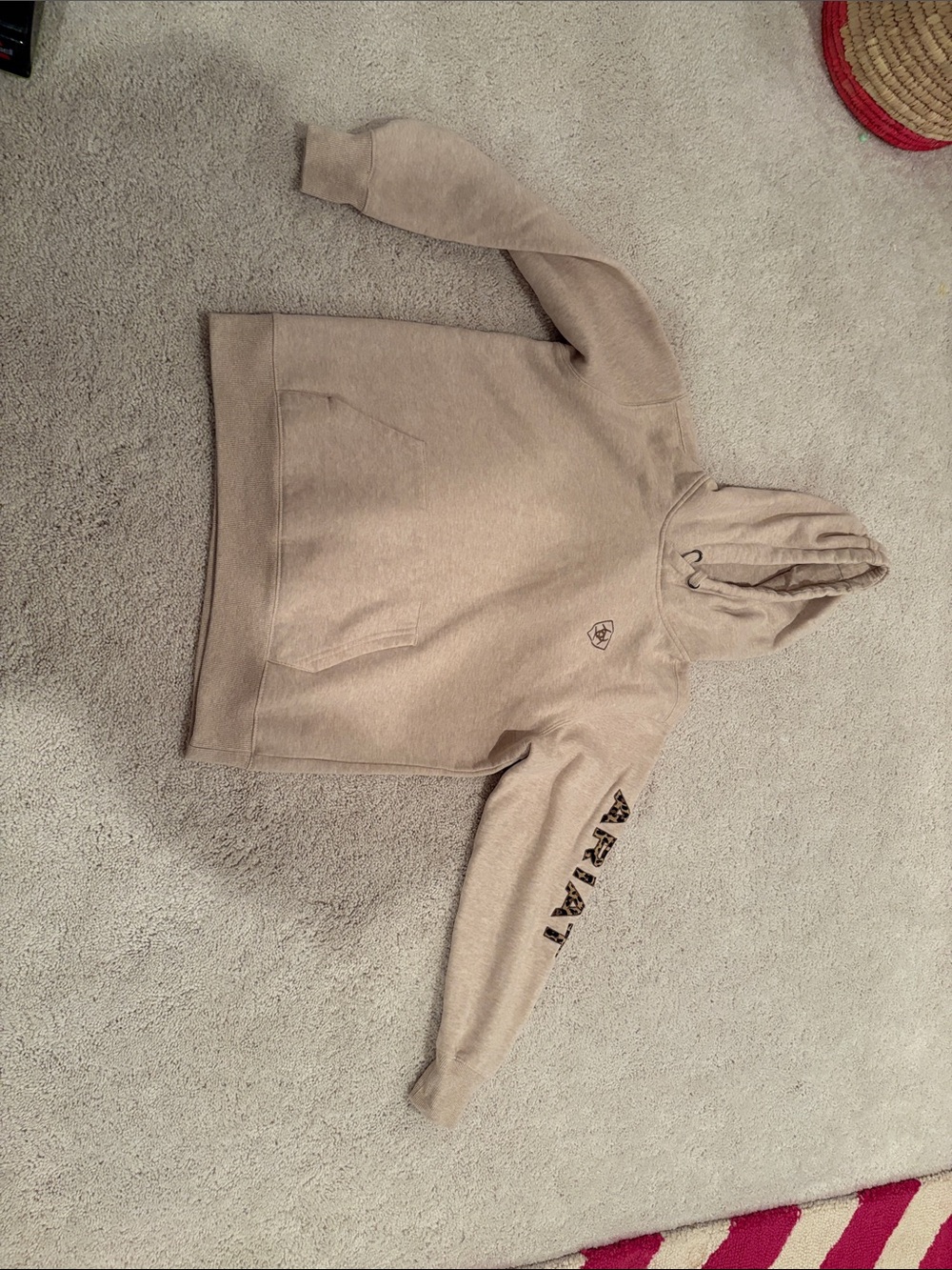 Ariat Beige Logo Hoodie with Sleeve Script